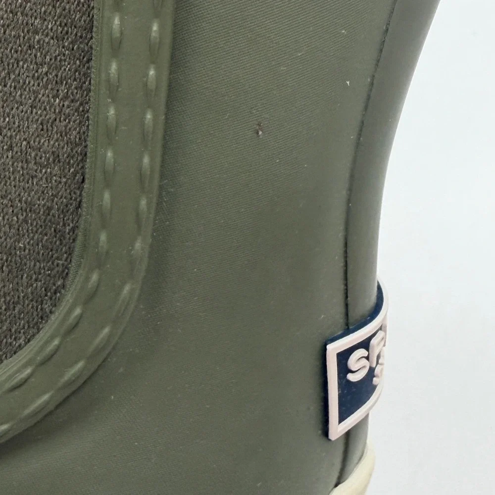 Sperry Torrent Chelsea Boots, Women's 6, Olive Waterproof Rubber Rain, NEW/DEF.